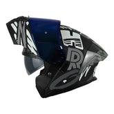 Casco Hro 3480dv Evo Tags Negro Gris Visor Iridium Azul